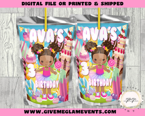 Candyland Theme Juice Pouch Labels - Capri Sun Labels - Candy Land Girl Birthday - Juice Labels
