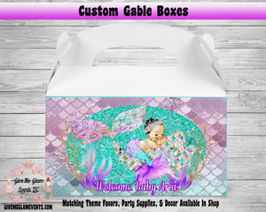 Mermaid Baby Shower Gable Boxes Favor Boxes Set of 10