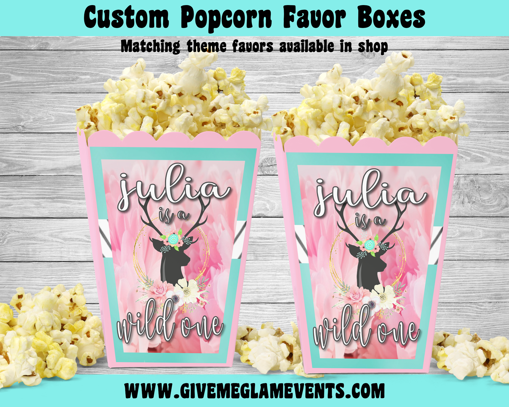 Boho Wild One Popcorn Boxes Boho Chic Boho Baby Treat Candy Favor Boxes