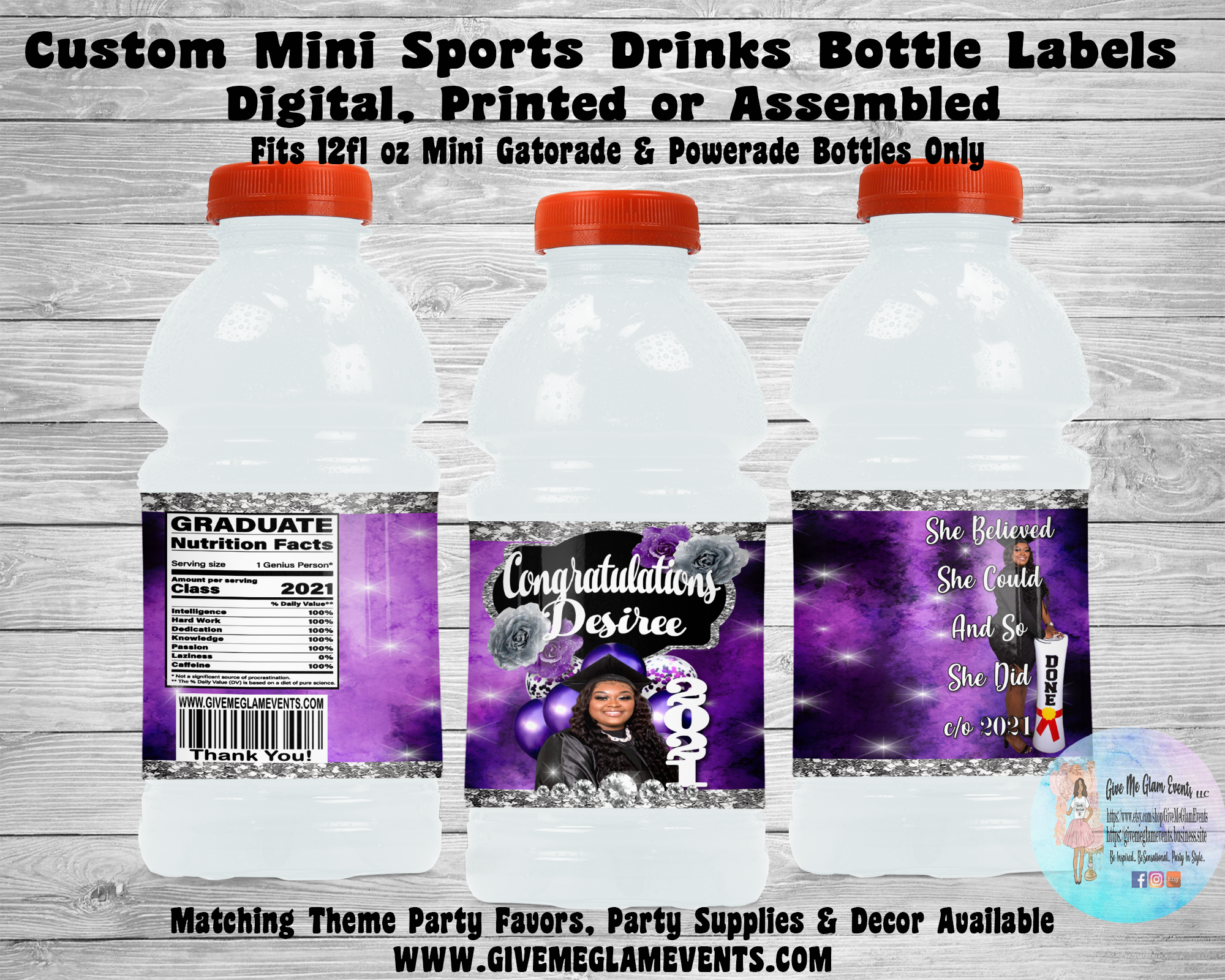 Grad Themed Mini Gatorade Sports Drink Bottle Labels Digital Printed o –  Give Me Glam Events Creations