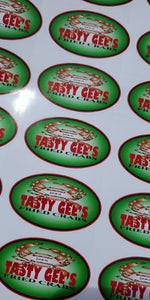 Oval & Arched Logo Stickers Printing Service (Price Per Sheet)