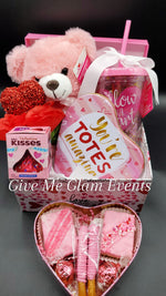 Valentine Teddy Bear & Chocolate Covered Treat or Strawberry Gift Boxes (No Wine) (LOCAL PICKUP ONLY)