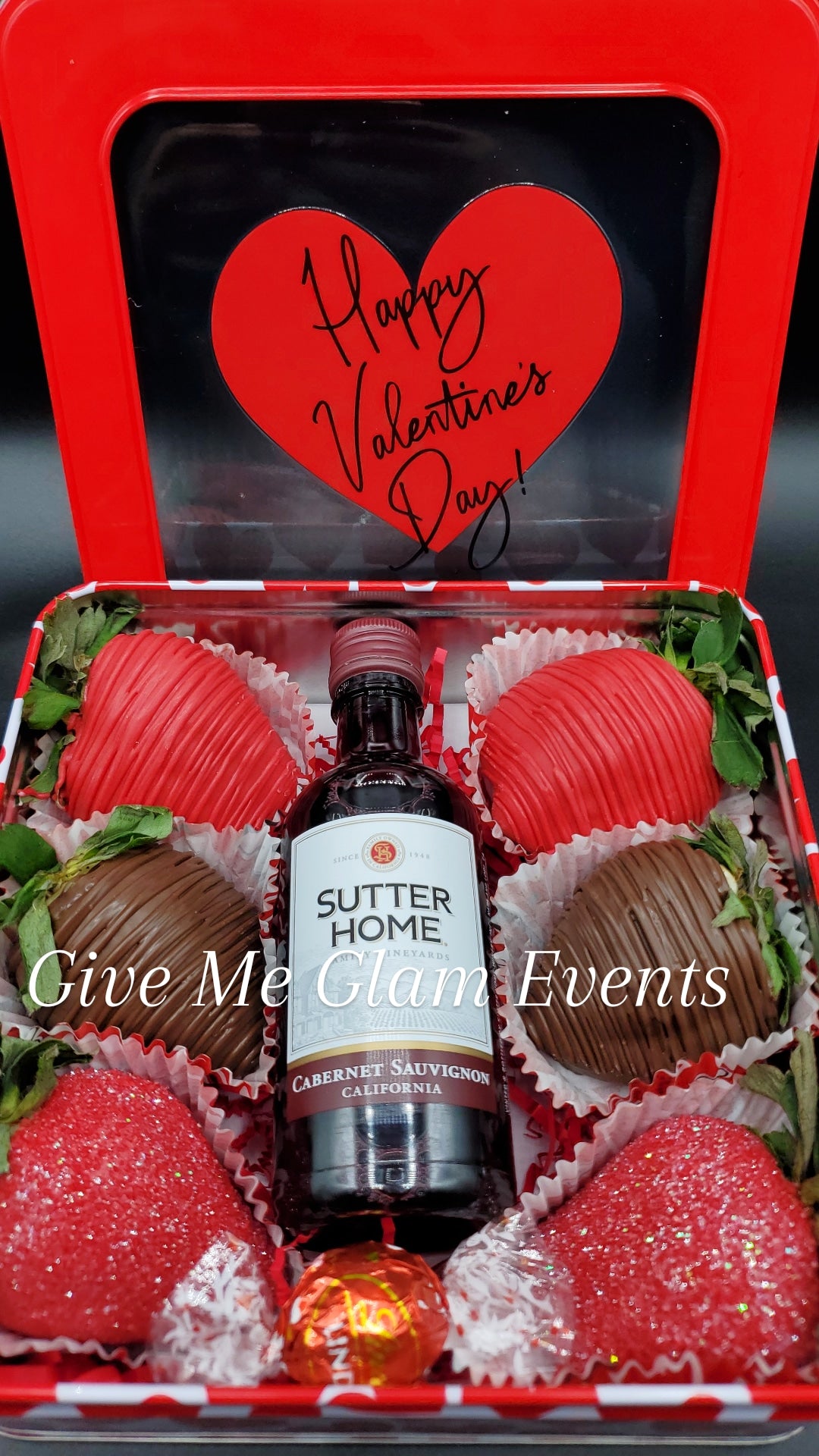 Valentine Mini Wine & Chocolate Covered Treat OR Strawberry Gift Boxes (LOCAL PICKUP ONLY)