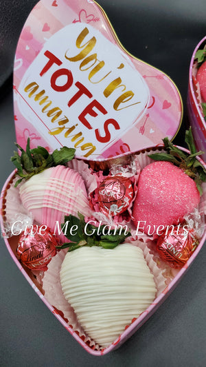 Valentine Teddy Bear, Mini Wine & Chocolate Covered Treat OR Strawberry Gift Boxes (LOCAL PICKUP ONLY)