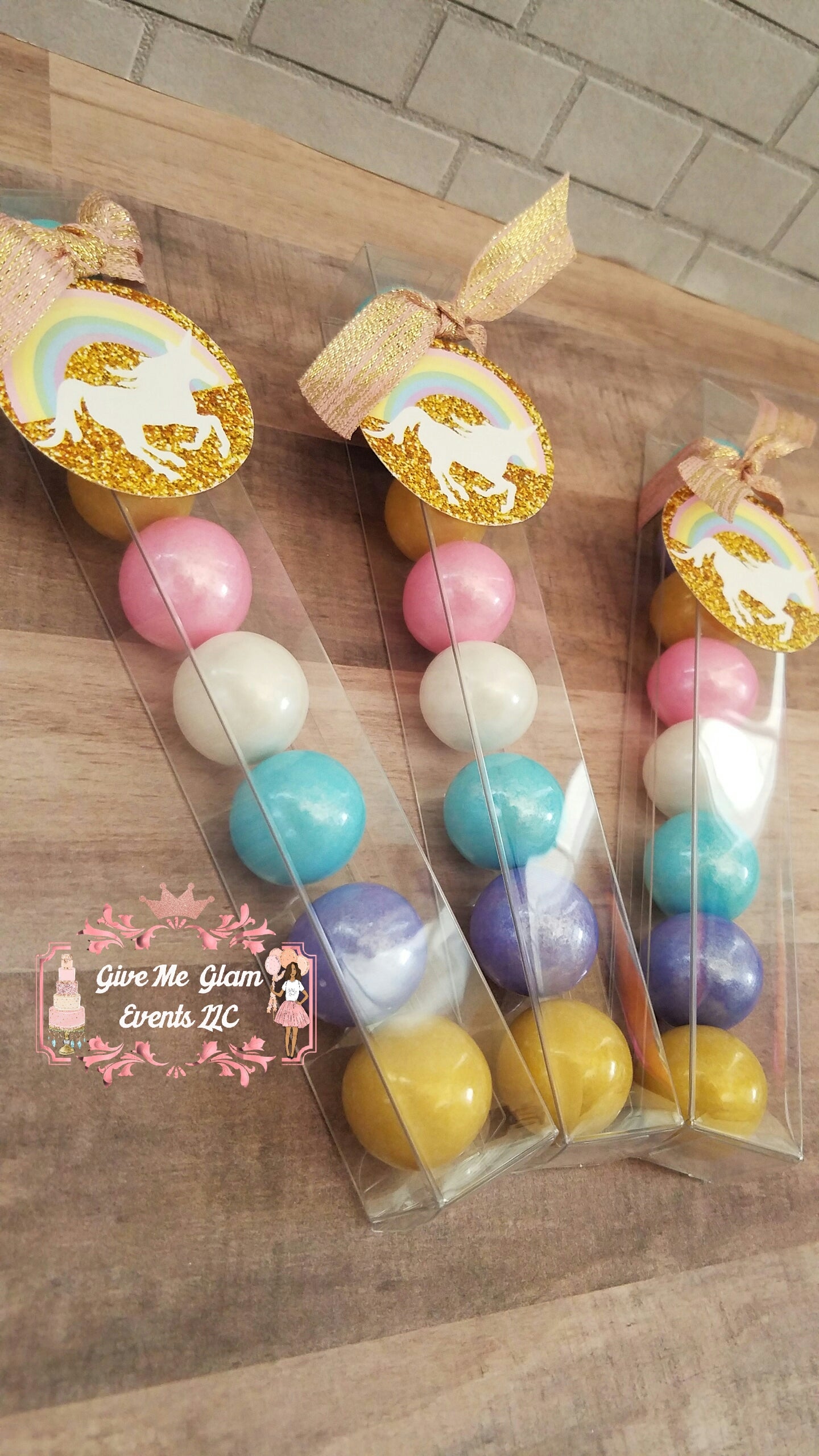 Unicorn Theme Gumball Bubble Gum Party Favors 6 or 12ct