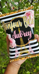 Bonjour Bebe Paris Theme Baby Shower Chip Bags - Favor Bags - Digital - Printed - Assembled