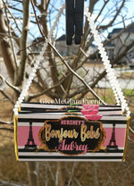 Bonjour Bebe Paris Theme Baby Shower Candy Bar - Candy Bar Purses- Hershey Wrapper - Digital Printed Assembled Party Favors