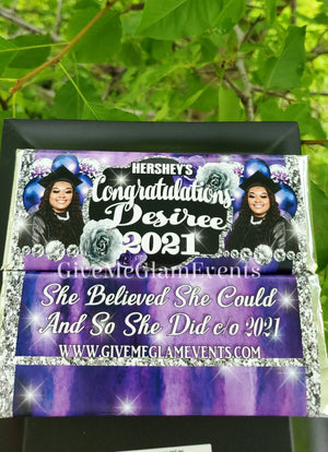Custom Graduation Candy Bar Hershey Wrapper Digital File Printed Assembled Party Favors
