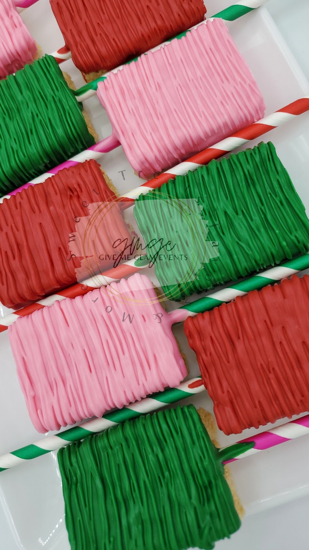 Watermelon Color Theme Chocolate Dipped Rice Krispie Treats