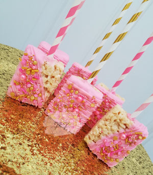 Custom Order For Sonya Little Princess Pink & Gold Theme Rice Krispie Treats