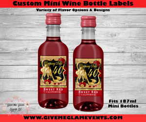 Stepping Into 40 Mini Wine Bottle Labels - Digital - Printed - Assembled