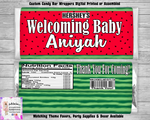 Watermelon Baby Shower Candy Bar - Hershey Wrapper - Chocolate Bar - Digital - Printed - Assembled - Party Favors