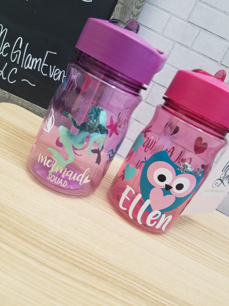 Mermaid Personalized With Name Kids Water Bottle Tumblers