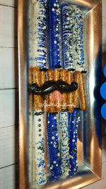 Little Man Mustache Theme Chocolate Covered Dipped Pretzel Rods 1 Dozen  (12ct)
