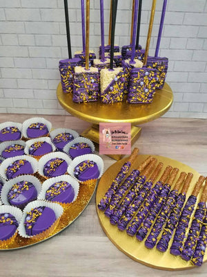 Royal Purple Princess Chocolate Dipped Rice Krispy Treats Rice Krispie Treats Purple and Gold Baby Shower Birthday Party Bridal Shower