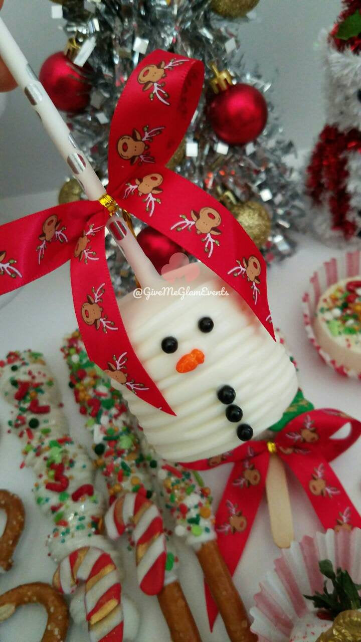 Winter Wonderland Snowman Theme Chocolate Covered Dipped Marshmallows