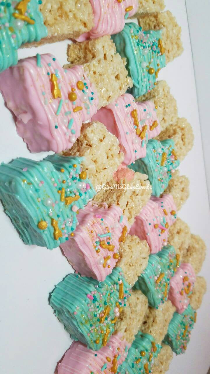 Custom Boho Baby Theme First Birthday Number 1 One Chocolate Covered  Dipped Rice Krispie Treats