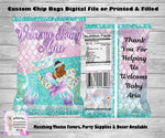 Mermaid Baby Shower Chip Bags - Favor Bags - Digital - Printed - Assembled